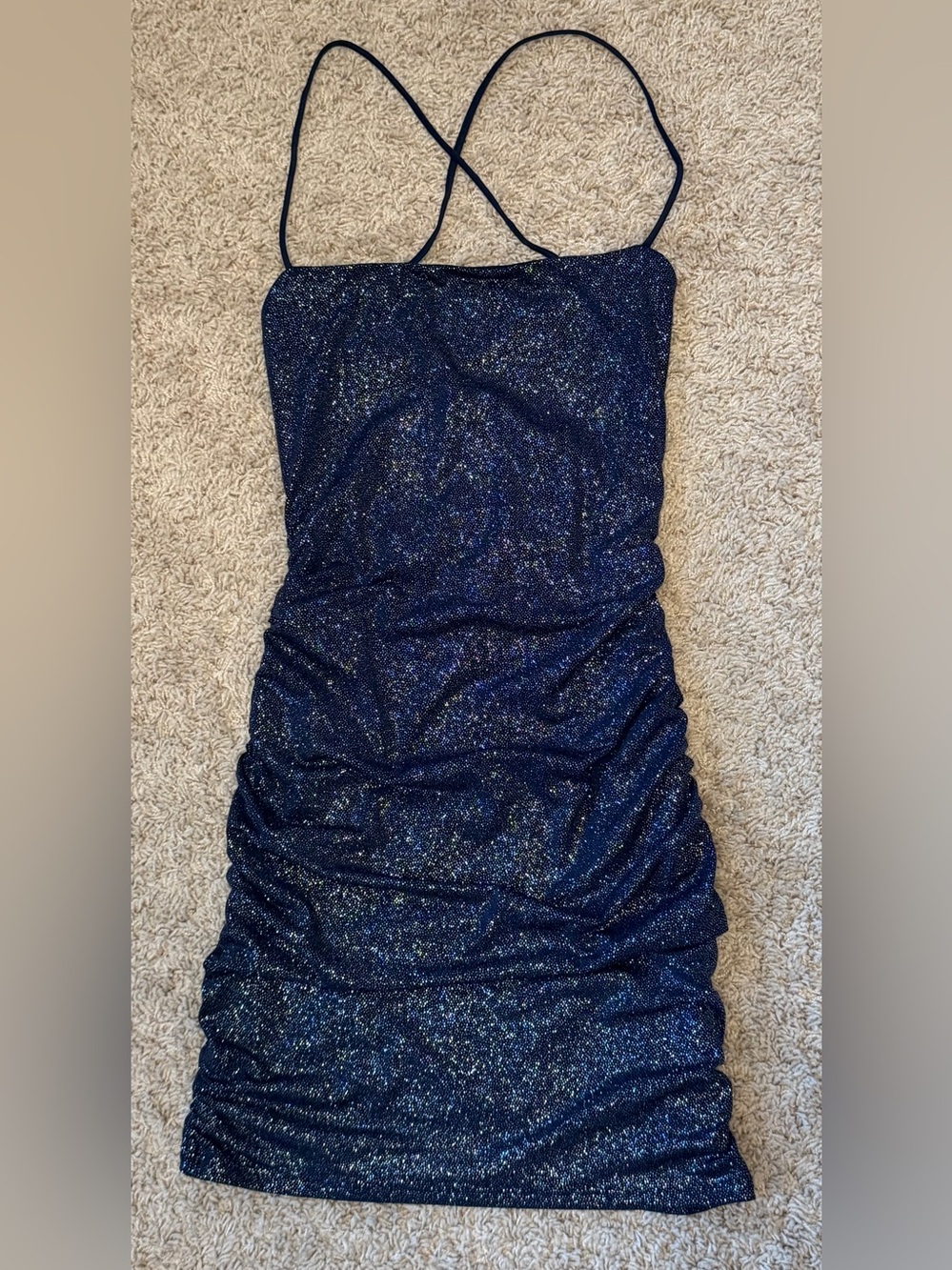 Lucy in the Sky Sparkle Navy Strappy Mini Dress